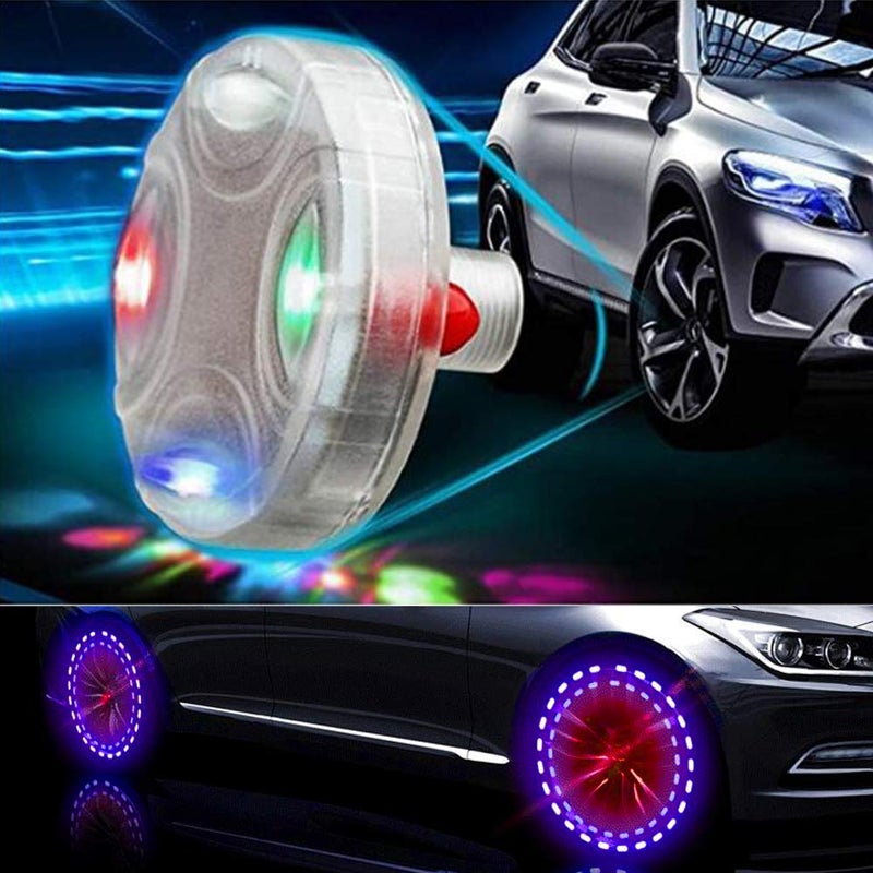 AOTOINK Car Wheel Tire Lights, 4Pcs Solar LED Car Wheel Nozzle Air Valve Cap Light with Motion Sensors Flash Colorful RGB Warning Decorative Neon LED for Cars Motorcycles Bicycles - Image 5